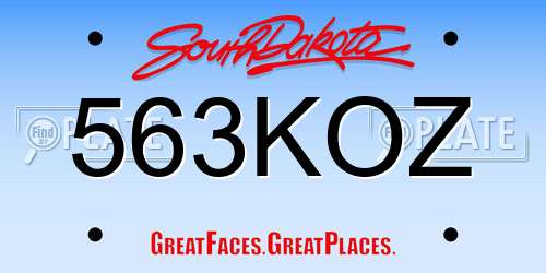 563KOZ South Dakota License Plate
