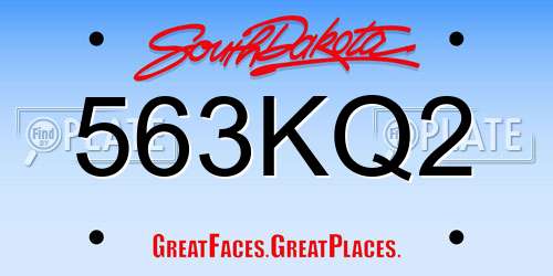 563KQ2 South Dakota License Plate