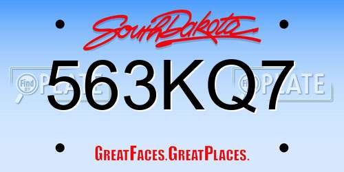 563KQ7 South Dakota License Plate