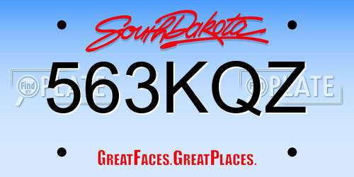 563KQZ South Dakota License Plate