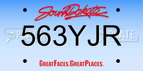 563YJR South Dakota License Plate