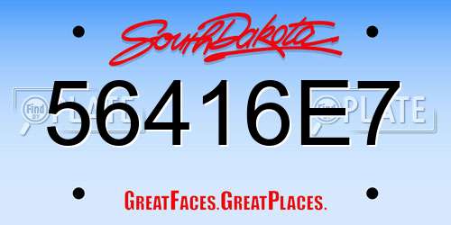 56416E7 South Dakota License Plate