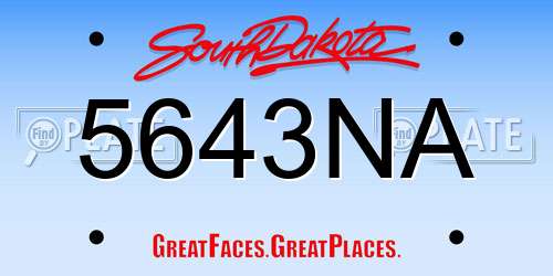 5643NA South Dakota License Plate