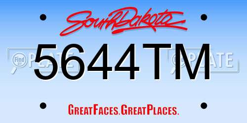 5644TM South Dakota License Plate
