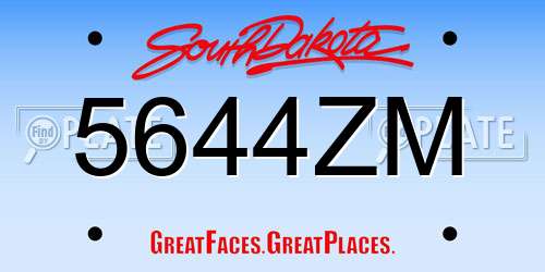 5644ZM South Dakota License Plate