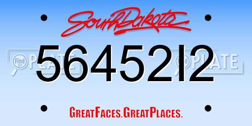 56452I2 South Dakota License Plate