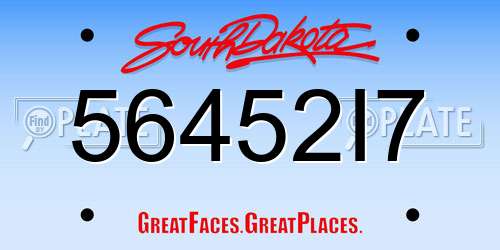 56452I7 South Dakota License Plate