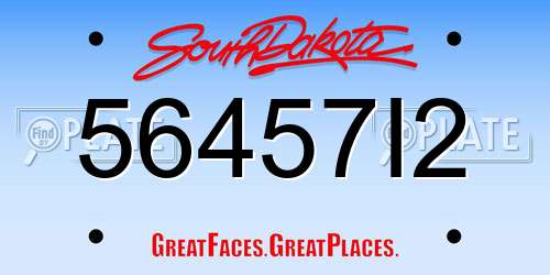 56457I2 South Dakota License Plate