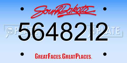 56482I2 South Dakota License Plate