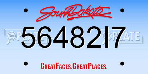 56482I7 South Dakota License Plate