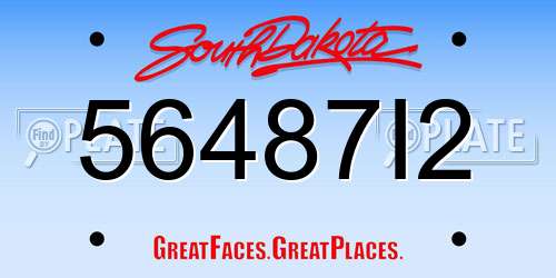 56487I2 South Dakota License Plate