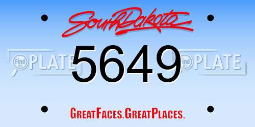 5649 South Dakota License Plate