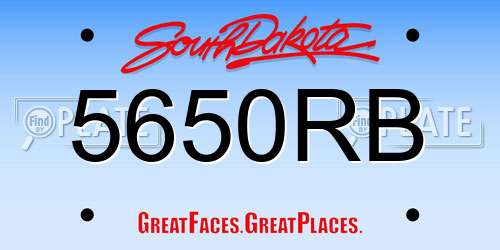 5650RB South Dakota License Plate