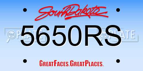 5650RS South Dakota License Plate