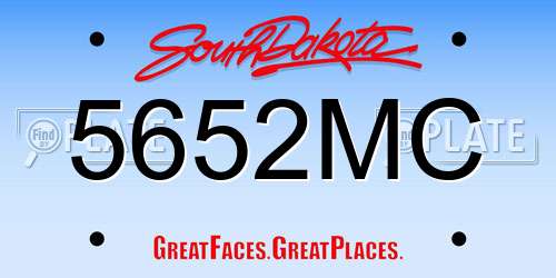 5652MC South Dakota License Plate