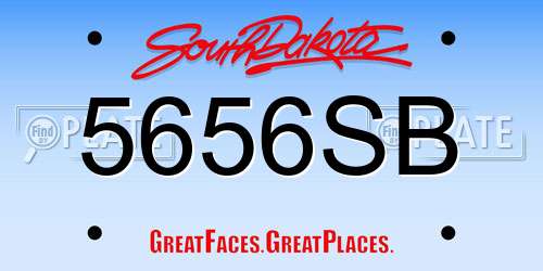 5656SB South Dakota License Plate