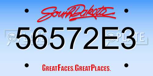 56572E3 South Dakota License Plate