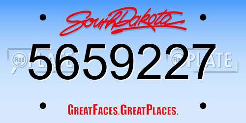 5659227 South Dakota License Plate