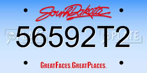56592T2 South Dakota License Plate