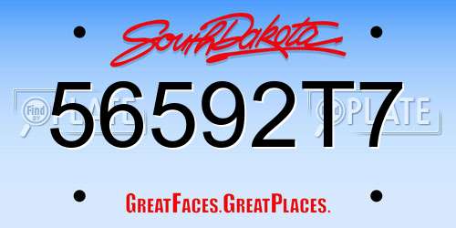 56592T7 South Dakota License Plate