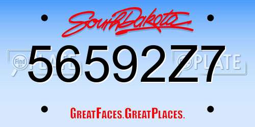 56592Z7 South Dakota License Plate