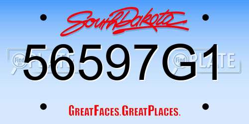 56597G1 South Dakota License Plate