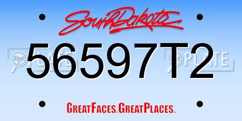 56597T2 South Dakota License Plate