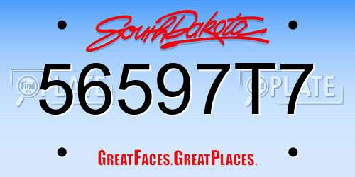 56597T7 South Dakota License Plate
