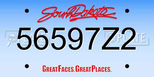 56597Z2 South Dakota License Plate