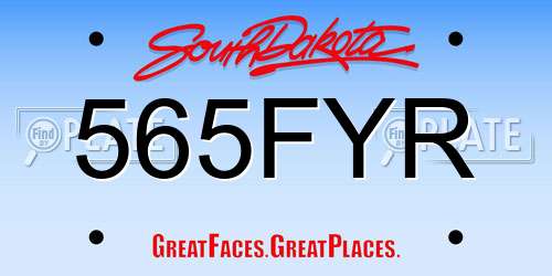 565FYR South Dakota License Plate