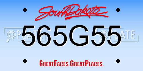 565G55 South Dakota License Plate