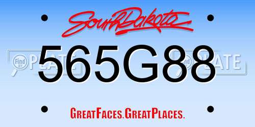 565G88 South Dakota License Plate
