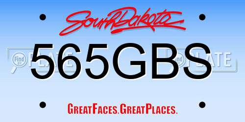 565GBS South Dakota License Plate