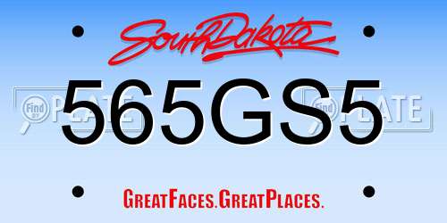 565GS5 South Dakota License Plate