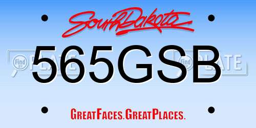 565GSB South Dakota License Plate
