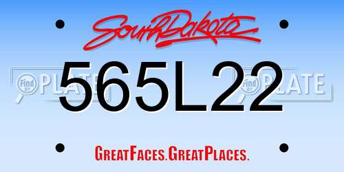 565L22 South Dakota License Plate