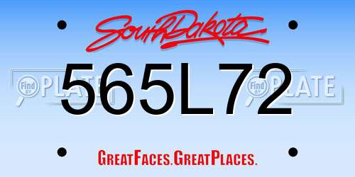 565L72 South Dakota License Plate