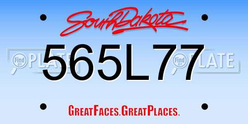 565L77 South Dakota License Plate