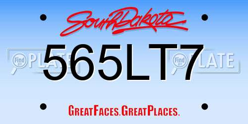 565LT7 South Dakota License Plate