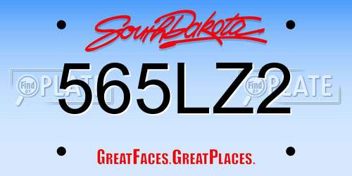 565LZ2 South Dakota License Plate