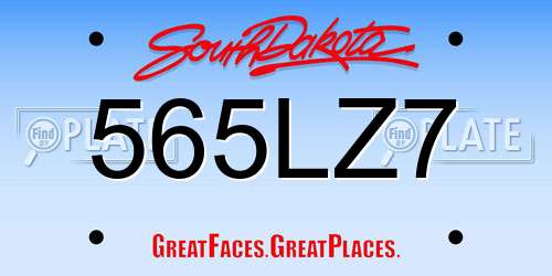 565LZ7 South Dakota License Plate