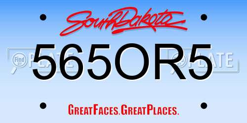 565OR5 South Dakota License Plate