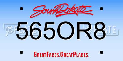 565OR8 South Dakota License Plate
