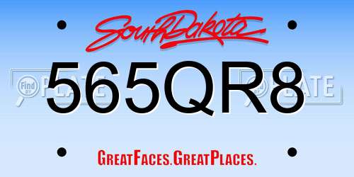 565QR8 South Dakota License Plate