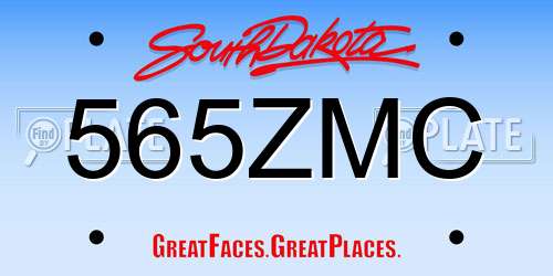 565ZMC South Dakota License Plate