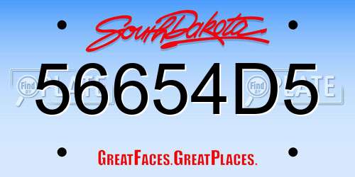 56654D5 South Dakota License Plate