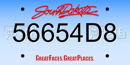 56654D8 South Dakota License Plate