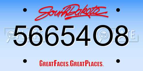 56654O8 South Dakota License Plate
