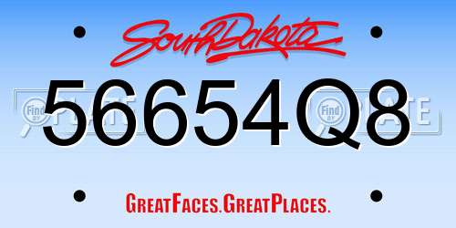 56654Q8 South Dakota License Plate