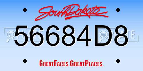 56684D8 South Dakota License Plate
